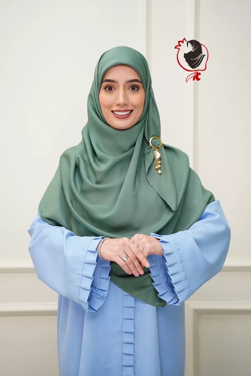 روسری حریرکرپ کشدار / بدون کش سبز جدید — تصویر ۴