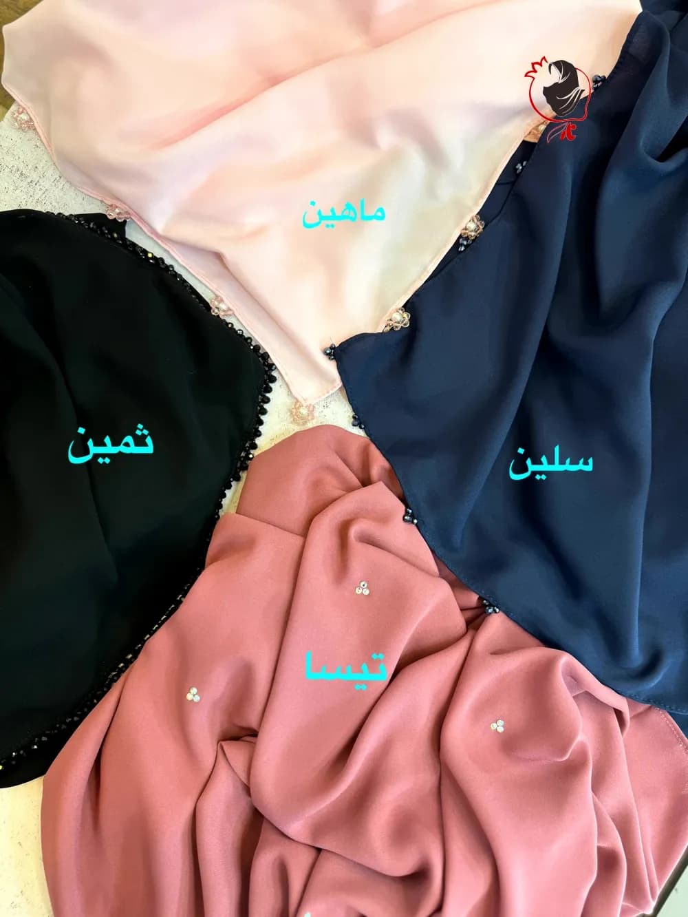 روسری حریرکرپ کشدار / بدون کش طوسی متوسط — تصویر ۶