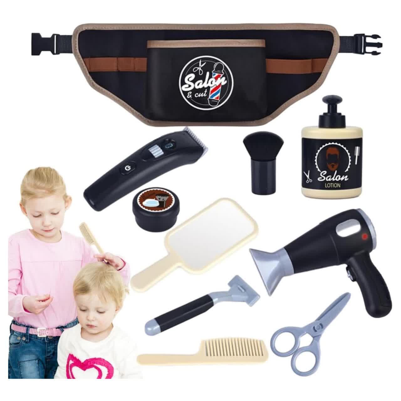 ست اسباب بازی ابزار ناب سل مدل آرایشگری پسرانه مدل 10تکه کد10PCS CEINTURE BARBER همراه با کیف کمری — تصویر ۱۰