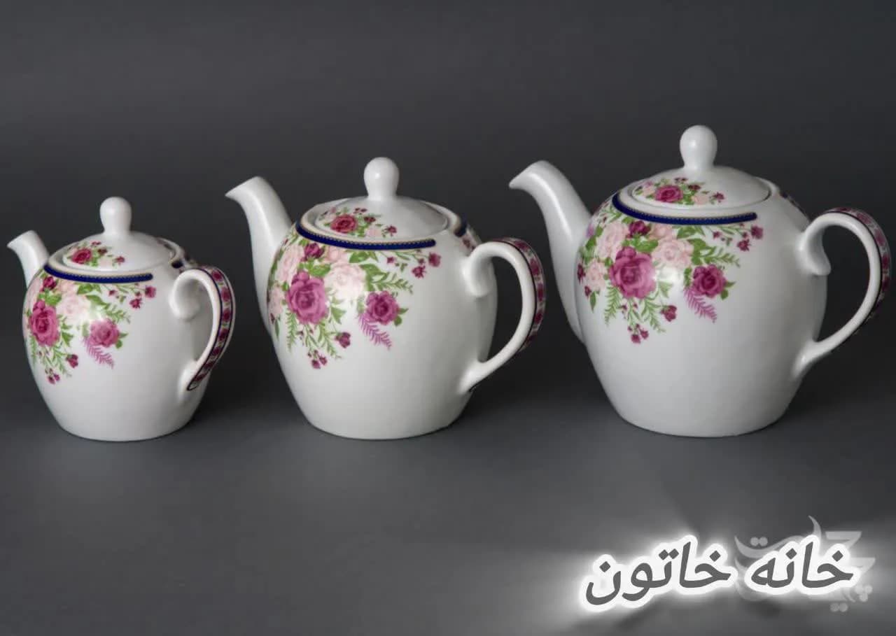 قوری چینی 3 کوپ در 4 طرح زیبا برند حکمت — تصویر ۵