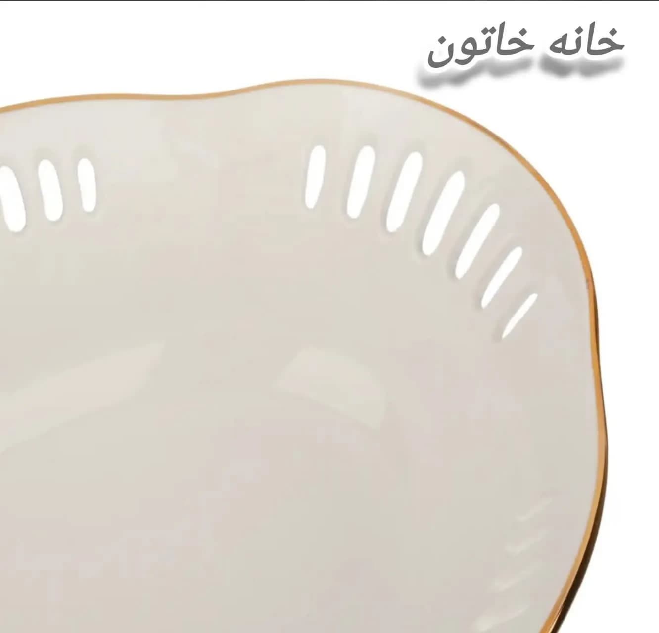 کاسه چینی میوه خوری و سالاد خوری لب طلا مدل بیتا برند مقصود — تصویر ۳