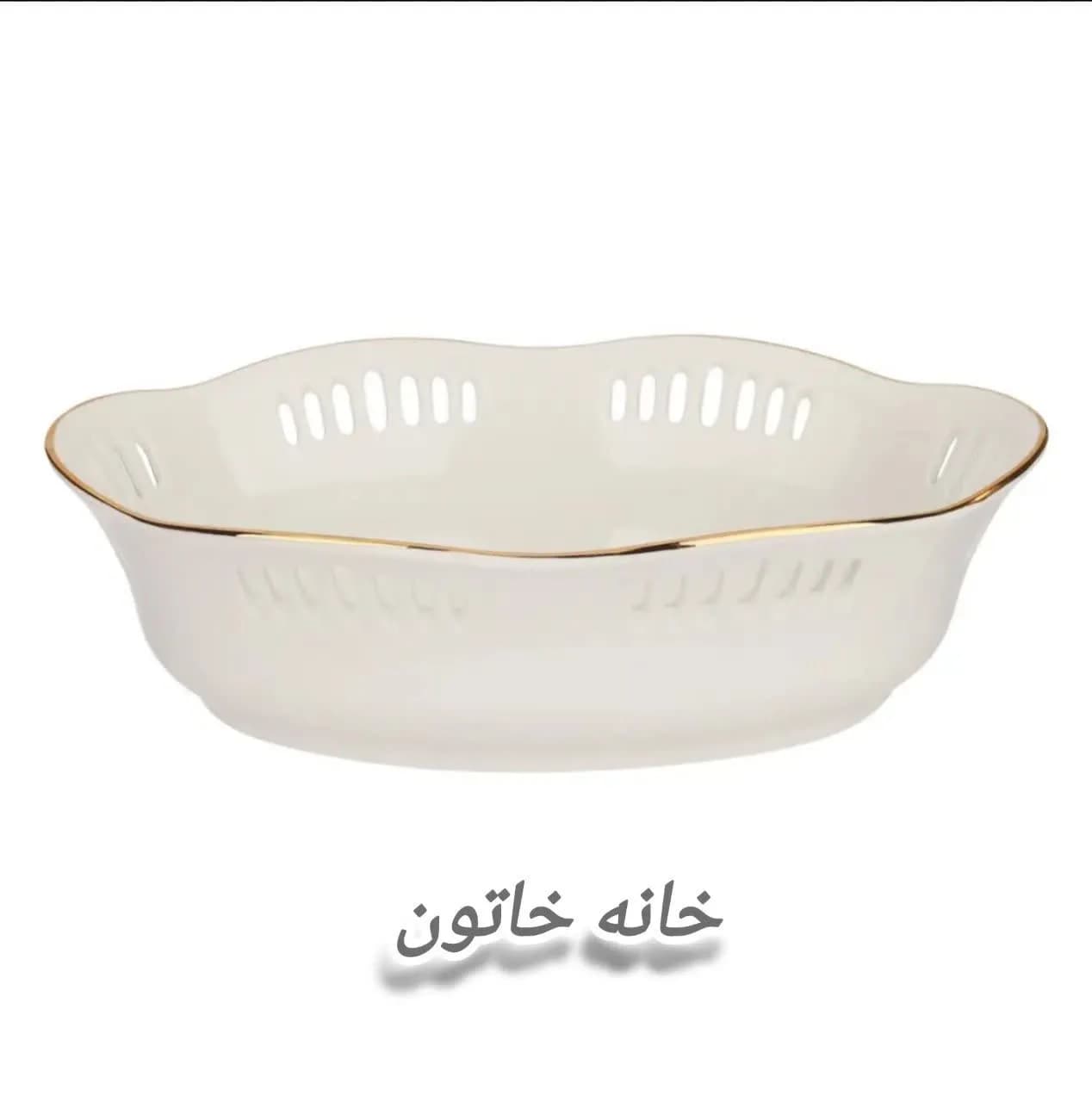 کاسه چینی میوه خوری و سالاد خوری لب طلا مدل بیتا برند مقصود — تصویر ۲