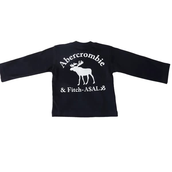 ست پیراهن و شلوار شیک پسرانه بچگانه سورمه ای طرح abercrombie سایز 35و40 — تصویر ۴