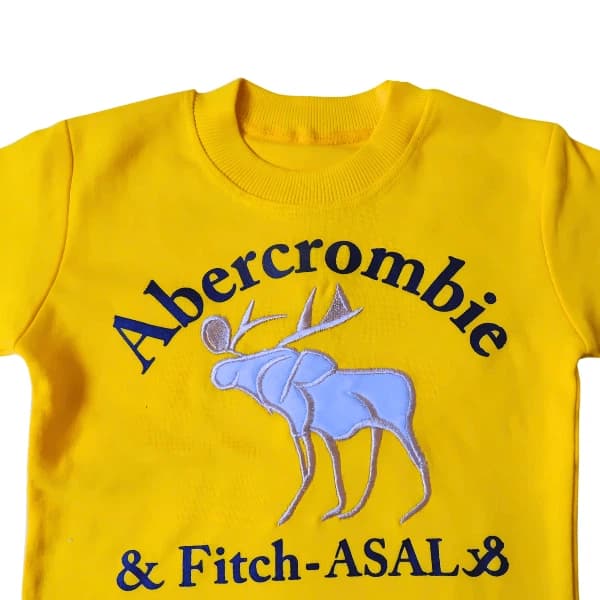 پیراهن و شلوار بچگانه اسپرت زرد Abercrombie مدل گوزن سایز 35 و 40 — تصویر ۱۱