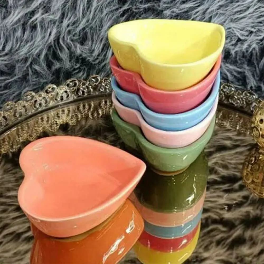 پیاله قلبی 6 عددی رنگی سرامیکی — تصویر ۲