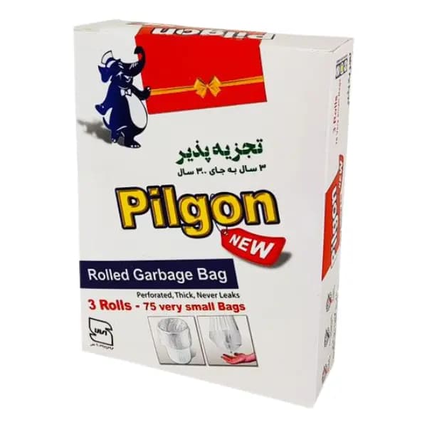کیسه زباله پیلگون خیلی کوچک سفید، بسته ۳ رولی، ۷۵ عددی، سایز ۵۰×۴۰ سانتیمتر
