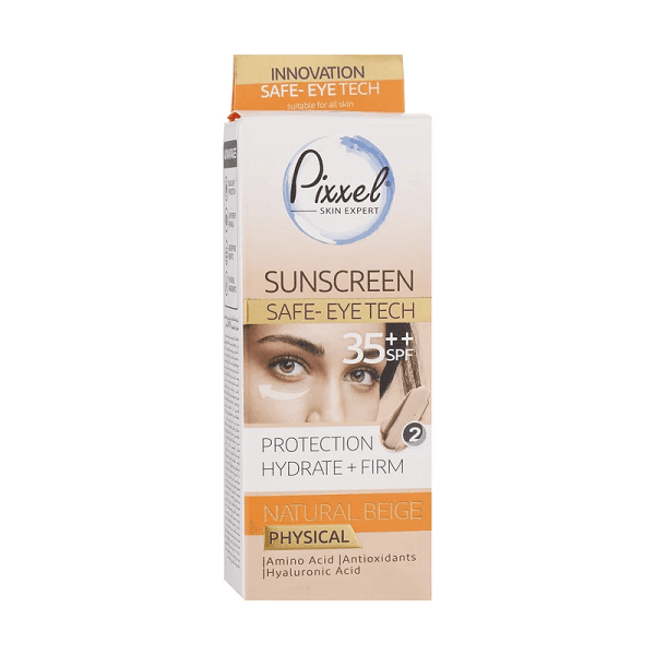 کرم ضدآفتاب فیزیکال رنگی دور چشم بژ روشن پیکسل SPF35 مدل Physical، مناسب انواع پوست حجم 50 میلیلیتر — تصویر ۴
