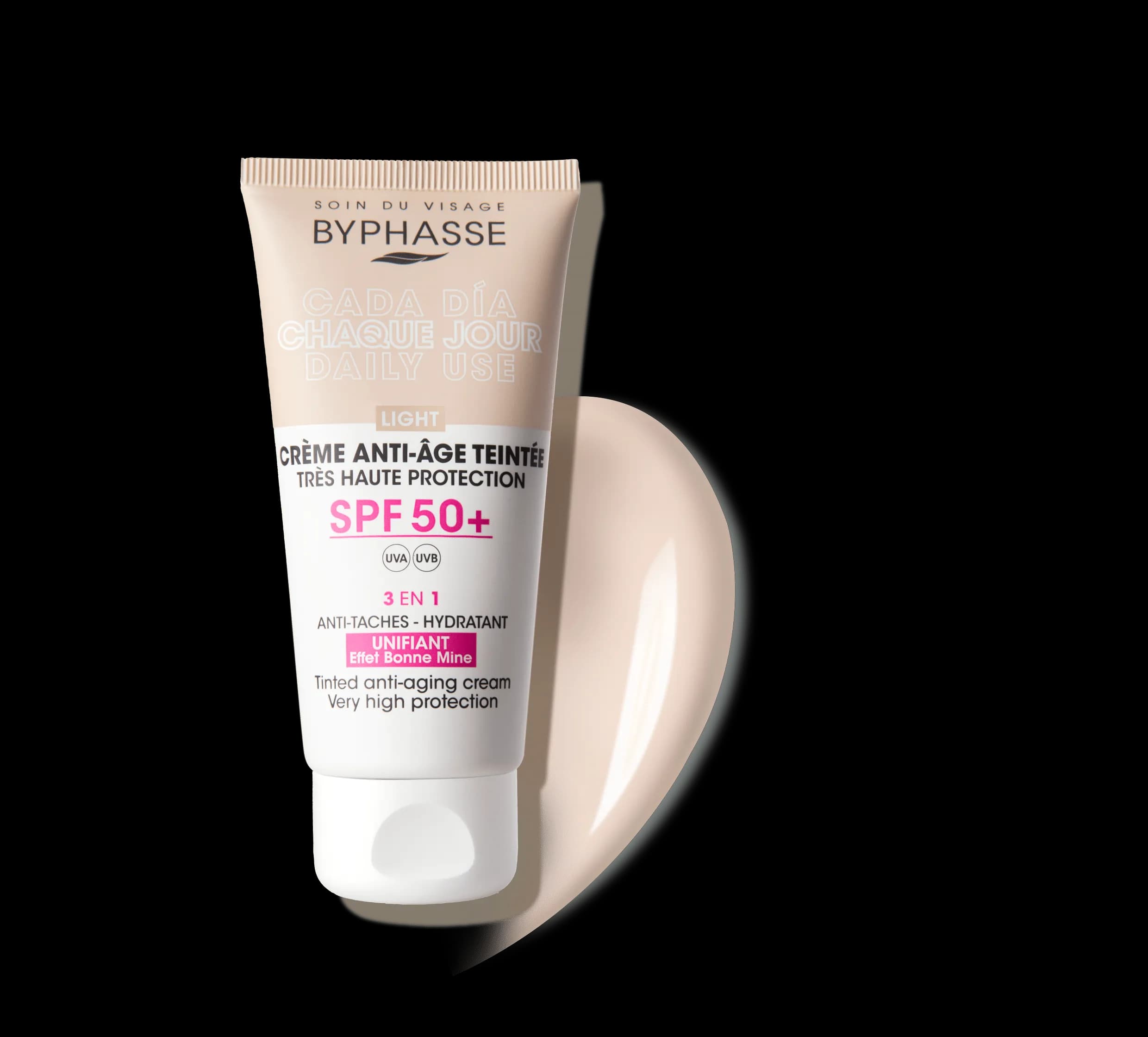 کرم ضدآفتاب و ضد چروک روزانه رنگی بیفس 50میل;Spf+50