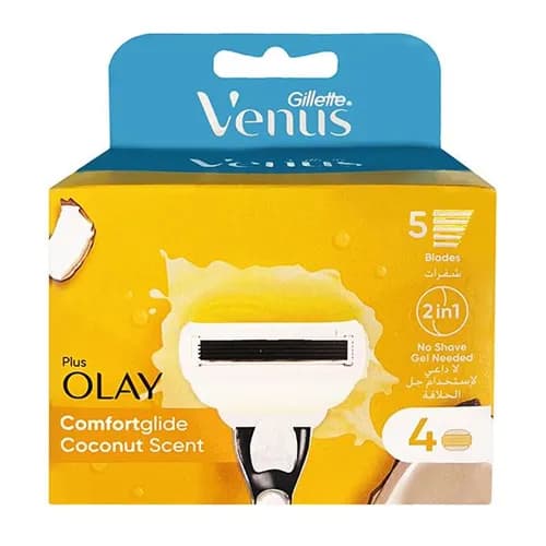 تیغ یدک ژیلت ونوس زرد مدل Olay Plus زنانه 5 لبه 4 عددی — تصویر ۲
