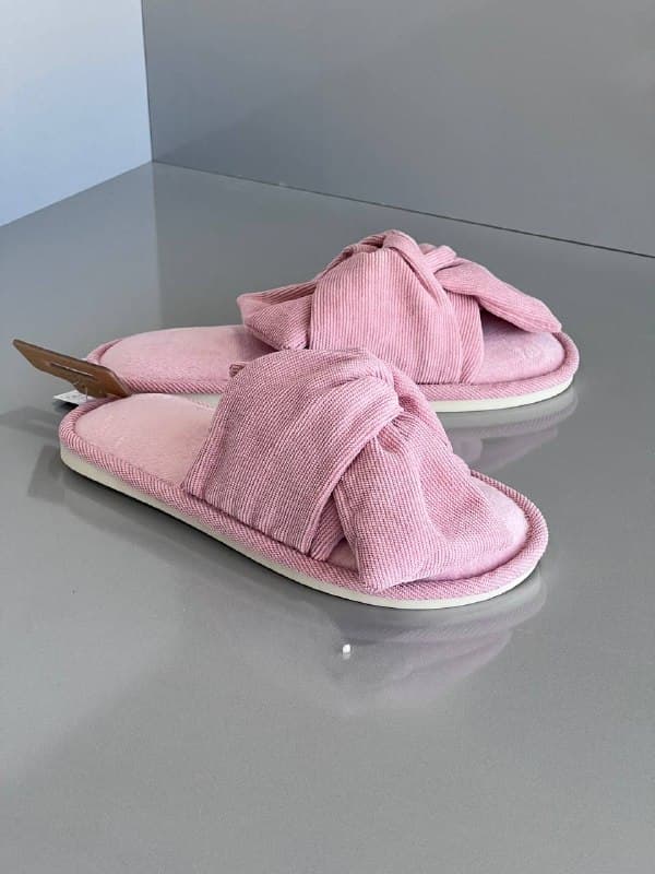 دمپایی روفرشی زنانه مخمل کبریتی طرح گره ای سایز 36-37 — تصویر ۲
