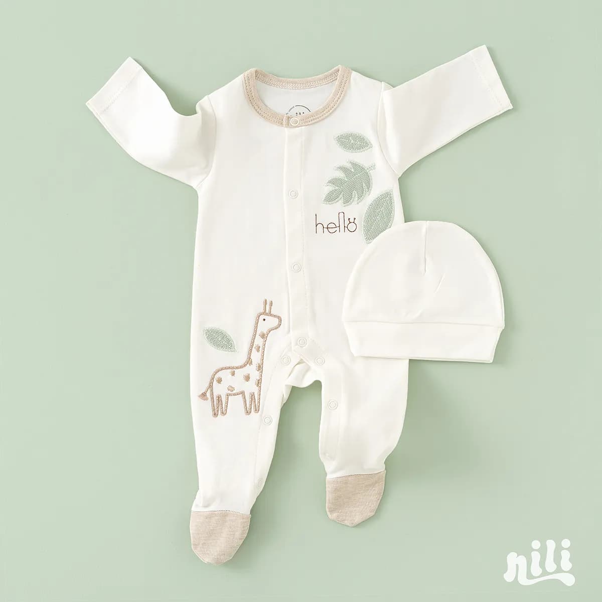 ست 13 تیکه بیمارستانی نیلی nili طرح زرافه کد 3967 — تصویر ۲