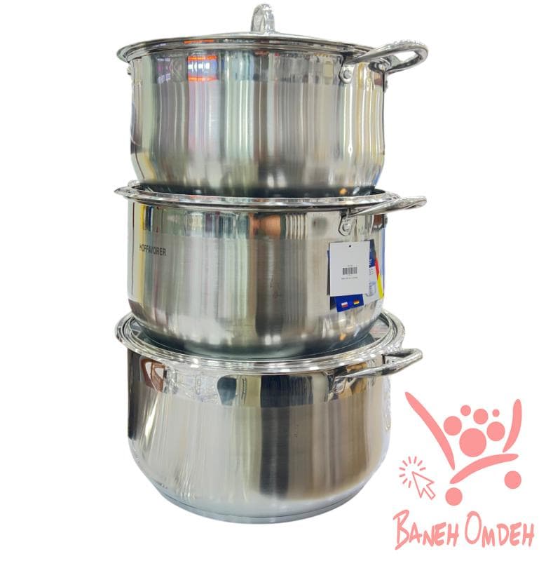سرویس قابلمه 6 پارچه استیل هافورر(Hoffoverer) سایز بزرگ