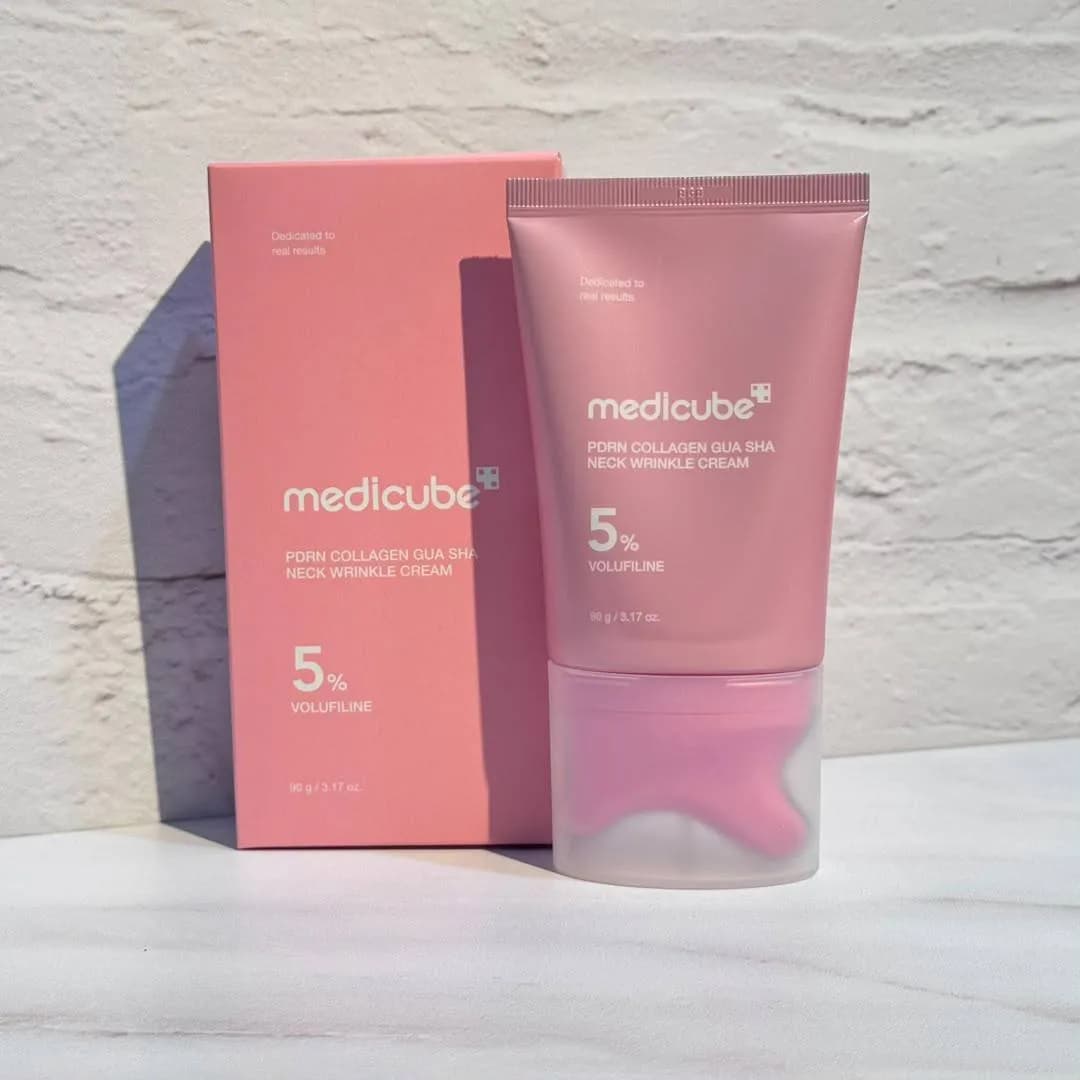کرم گواشا ضد چروک و سفت کننده گردن PDRN مدی کیوب Medicube PDRN Collagen Gua Sha Neck Wrinkle Cream