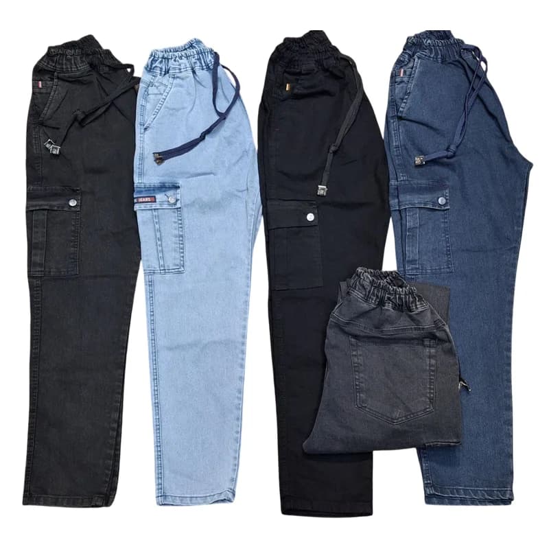 شلوار لی ۶جیب مردانه دمپا ساده (3XL-5XL) با تنخور کلاسیک