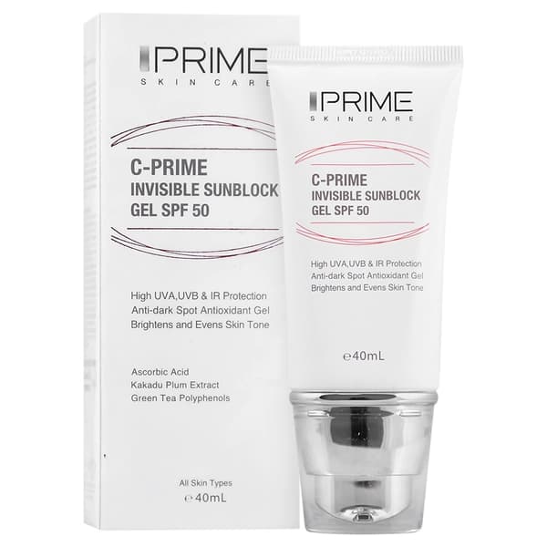 ژل ضدآفتاب بی رنگ پریم حاوی ویتامین سی SPF50 C-Prime حجم 40 میل، مناسب انواع پوست — تصویر ۲