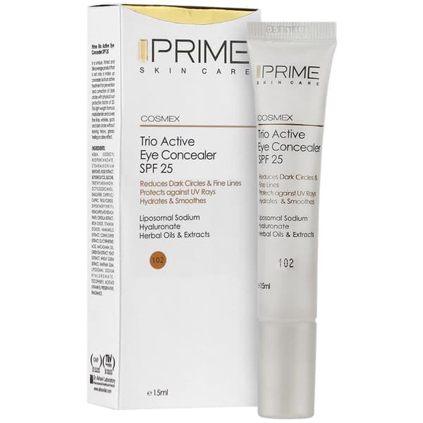 کانسیلر دور چشم 102 پریم مدل Trio Active، جلوه مات،SPF 25 مناسب برای انواع پوست، حجم 15 میلی — تصویر ۷