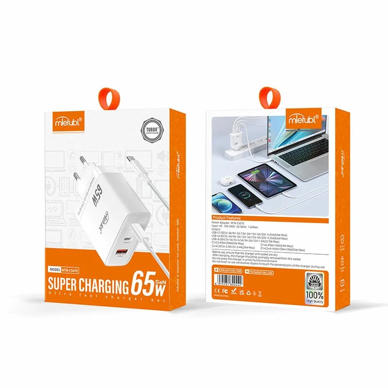 شارژ سریع 65 وات سه پورت میتوبل مدلMTB-CS07 — تصویر ۲
