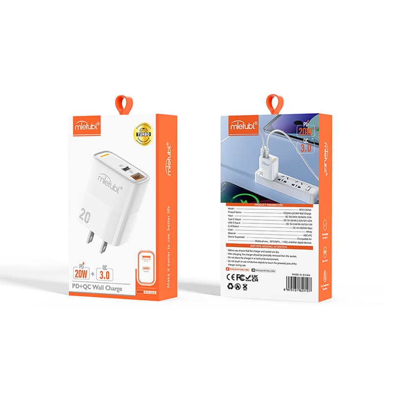 شارژ سریع ۲۰ وات دو پورت میتوبل مدلMTB-CS03 — تصویر ۲