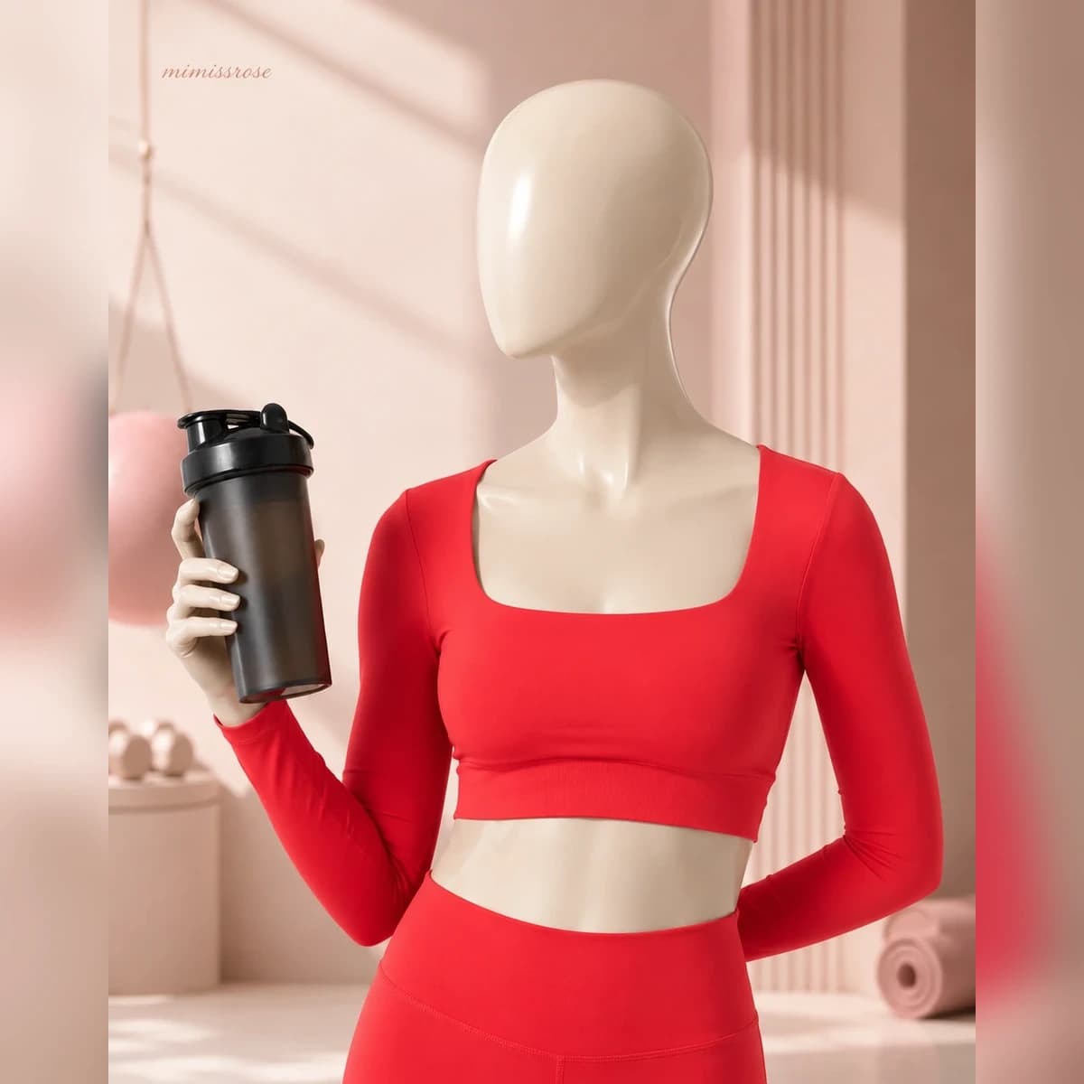 نیم تنه ورزشی زنانه آستین بلند Wosster Cotton مدل یقه مربعی