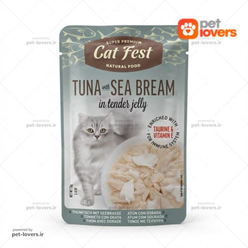 پوچ گربه با طعم ماهی تن و شوریده در ژله کت فست Cat Fest وزن 70 گرم — تصویر ۲