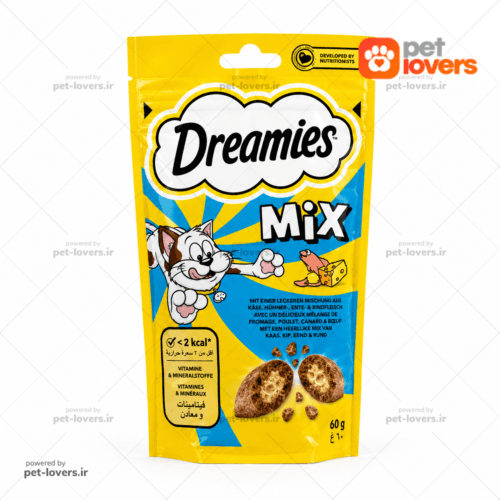 تشویقی گربه dreamies دریمیز طعم ماهی و پنیر 60 گرم — تصویر ۲