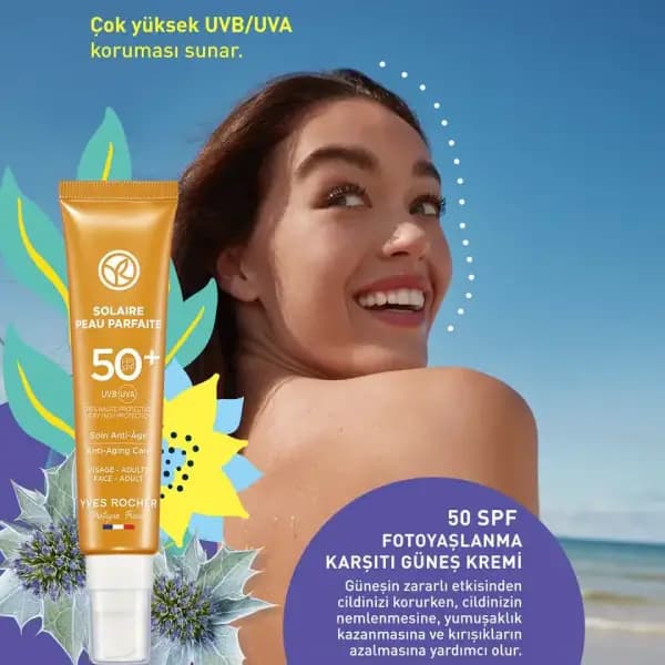 ضد آفتاب ضد چروک صورت ایوروشه SPF50+ Yves Rocher Protection Soin Anti-âge FPS 50+ — تصویر ۳