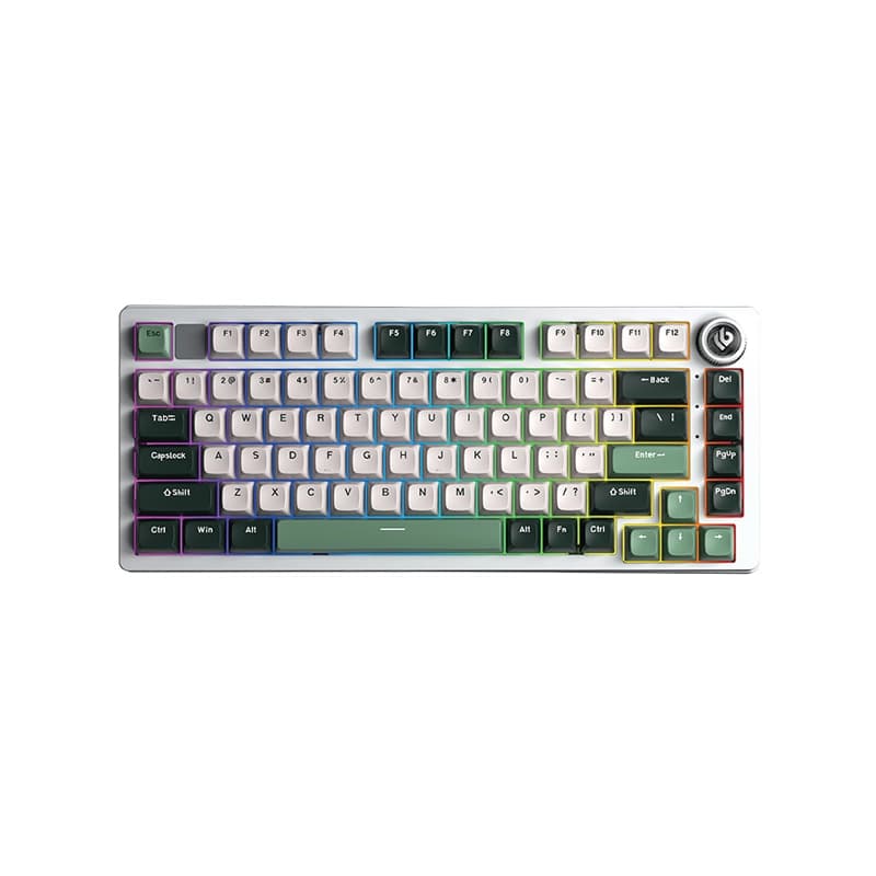 کیبورد بی سیم گیمینگ LEOBOG HI75 C PRO DARK GREEN+WHITE+GREEN ICE VEIN SWITCH