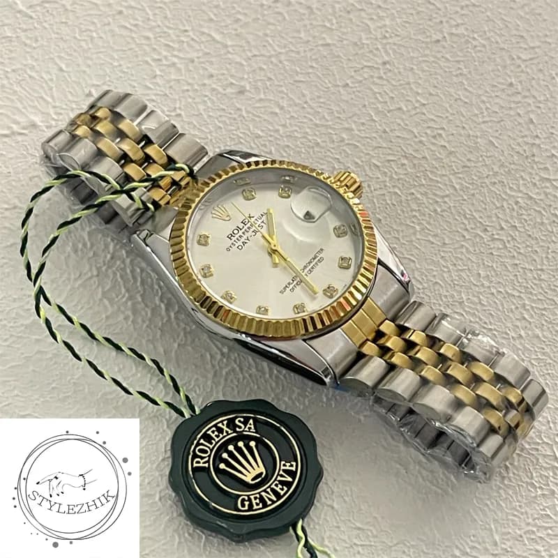 ساعت مردانه رولکس دیت جاست طلایی و نقرهای با صفحه سیلور | Rolex Datejust Men’s Two-Tone Silver Dial — تصویر ۵