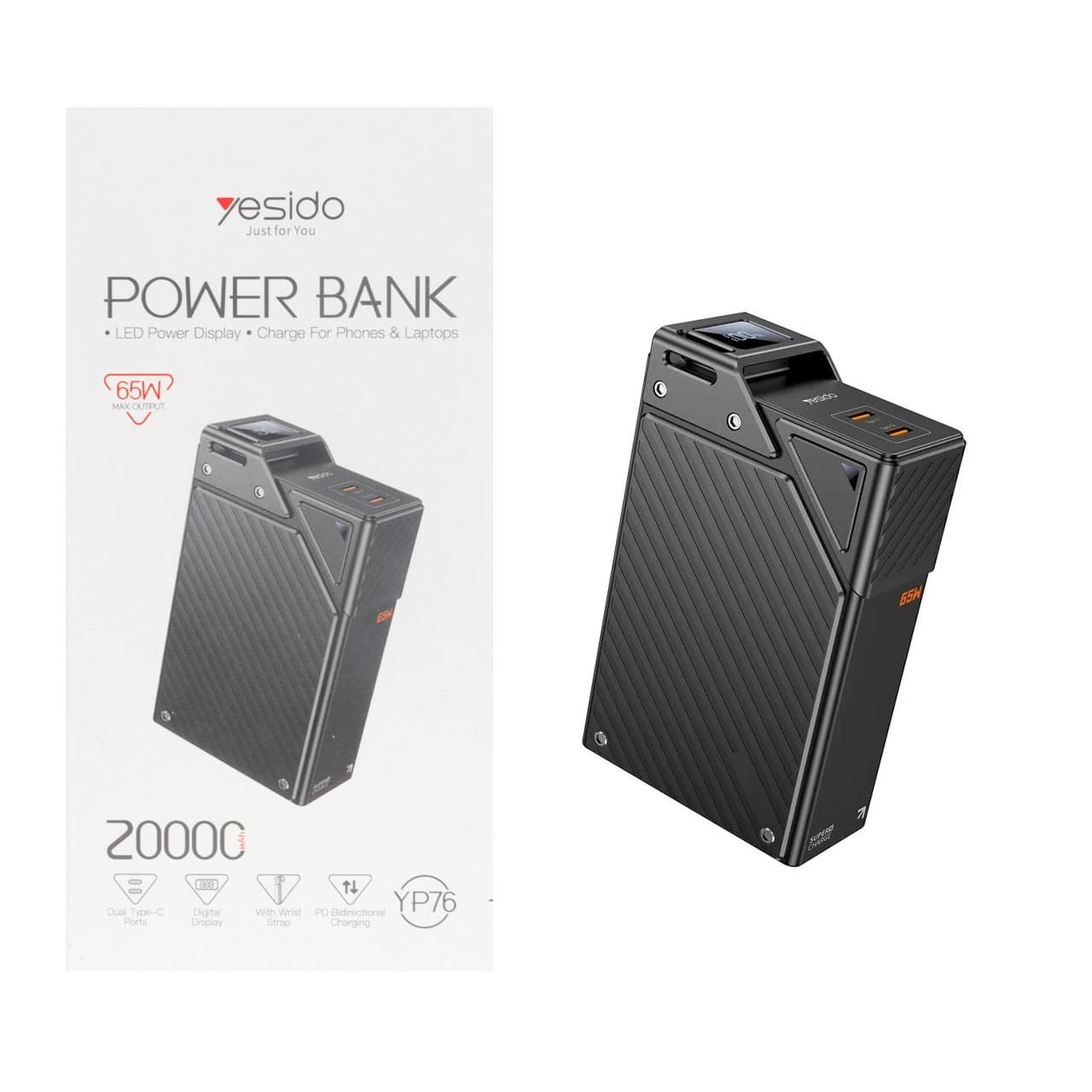پاوربانک فست یسیدو 20000 میلی آمپر 65 وات مدل YP76