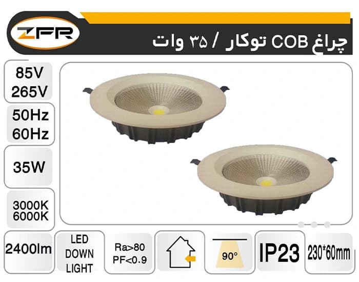 چراغ COB توکار 32وات — تصویر ۲