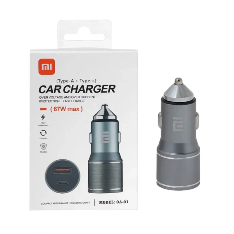 شارژر فندکی شیائومی مدل 0A-01 | فست شارژ 67 وات | دو پورت USB-A و USB-C — تصویر ۲