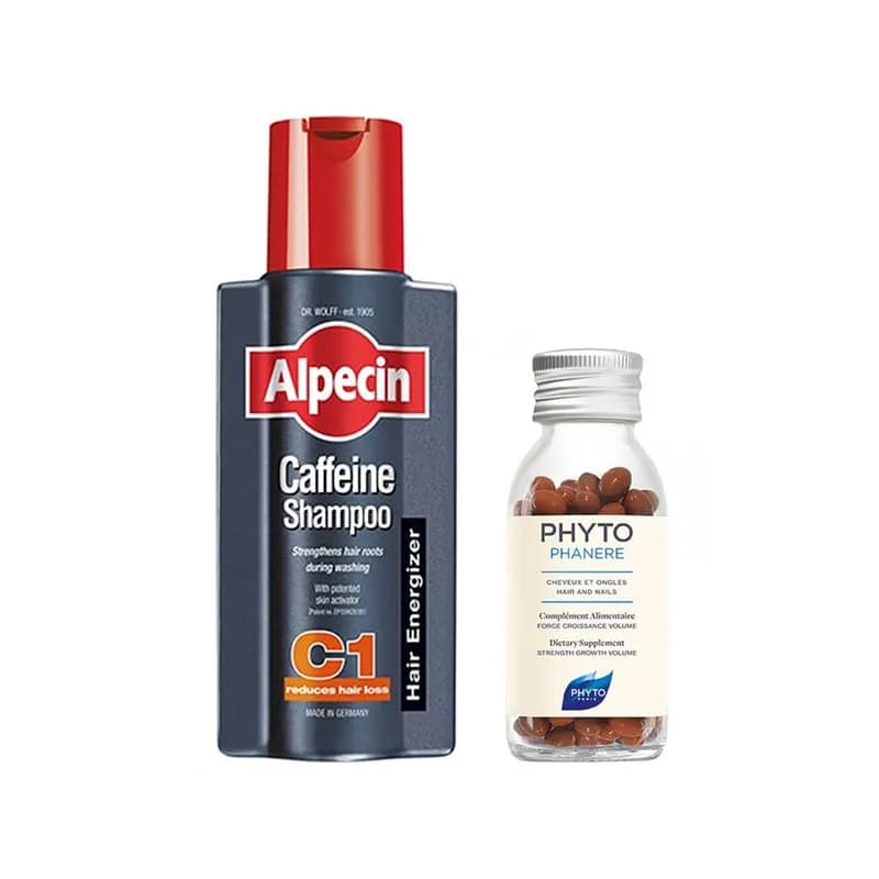 پک شامپو ضد ریزش کافئین C1 آلپسین 250 میل اصل و تقویت مو فیتو فانر اصل PHYTO PHANERE-اناژ — تصویر ۲