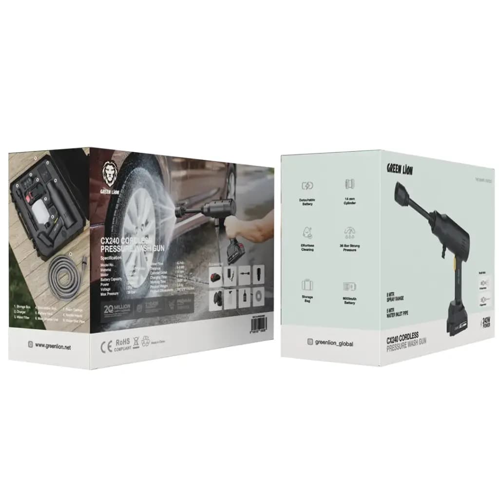 تفنگ شستوشوی بیسیم گرین لاین مدل CX240 با فشار قوی