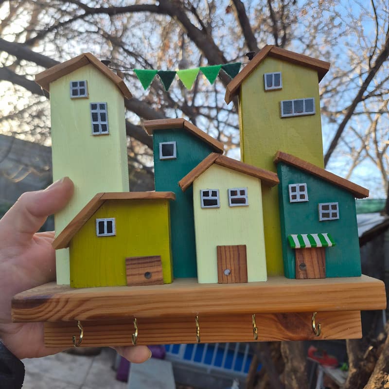 جاکلیدی دیواری چوبی مدل Village2 — تصویر ۸