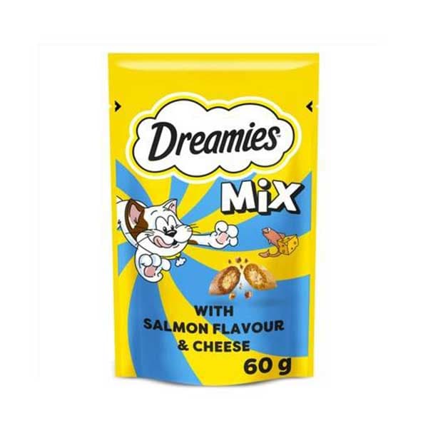 تشویقی گربه دریمیز میکس با طعم سالمون و پنیر ۶۰ گرم | Dreamies Mix Salmon & Cheese