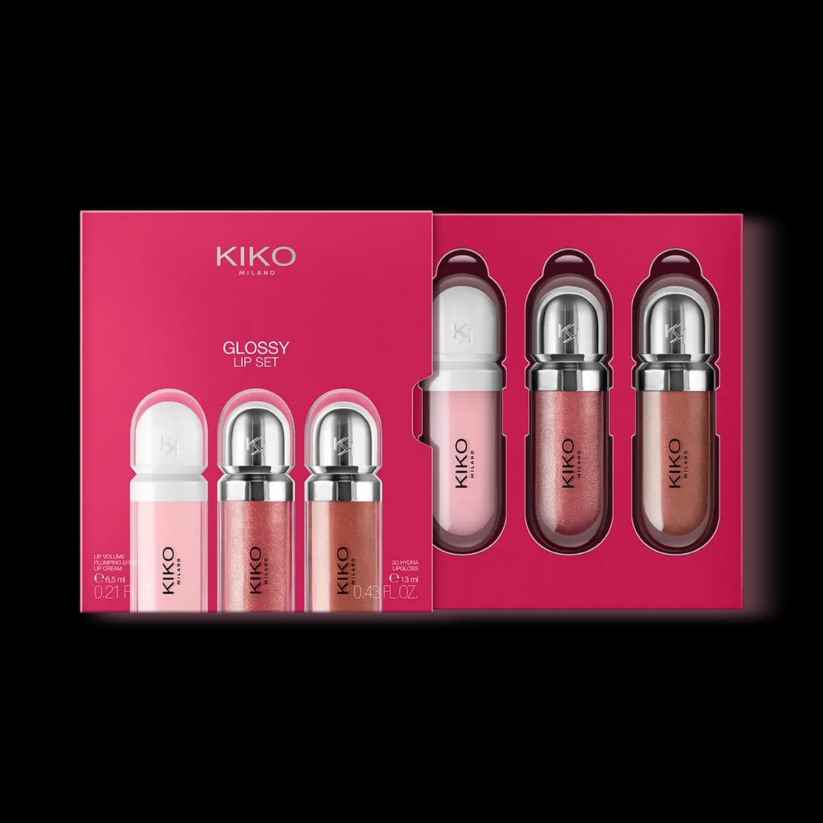 پک 3 عددی لیپ گلاس کیکو مدل glossy lip set