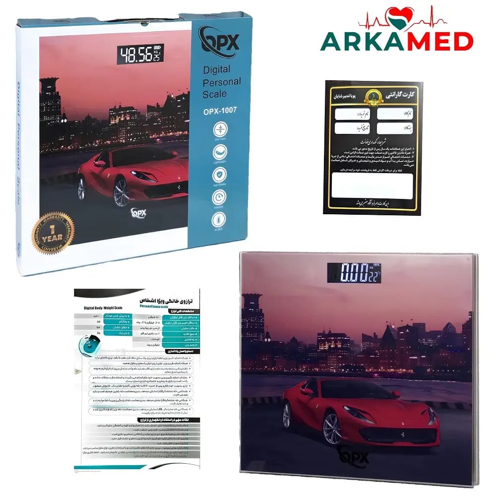 ترازوی وزن کشی دیجیتال اپکس 1007‑OPX طرح ماشین فراری — تصویر ۲