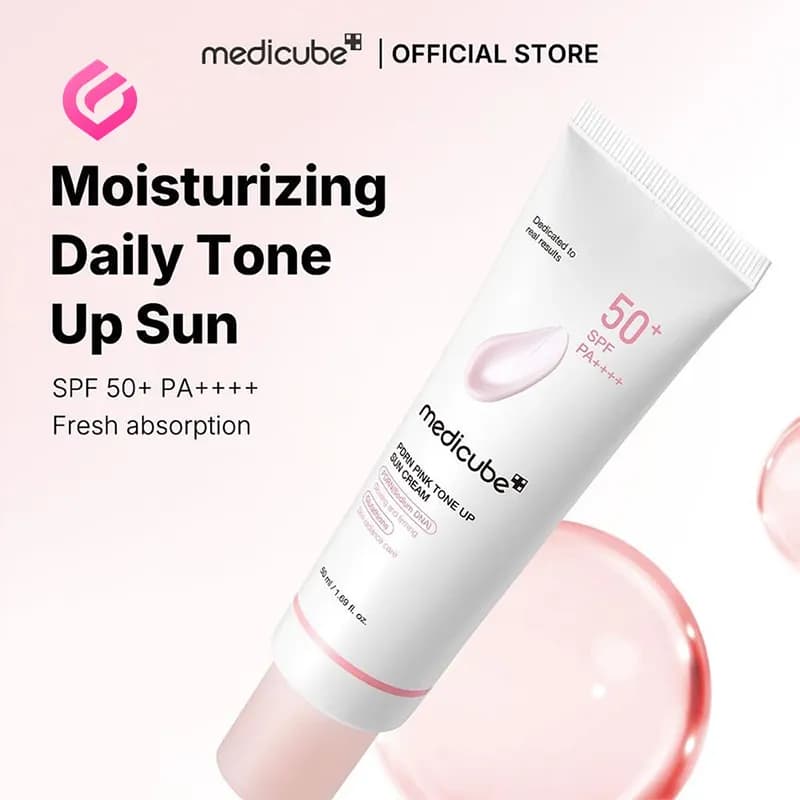 کرم ضدآفتاب روشنکننده مدیکیوب مدل PDRN Pink Tone Up — تصویر ۶