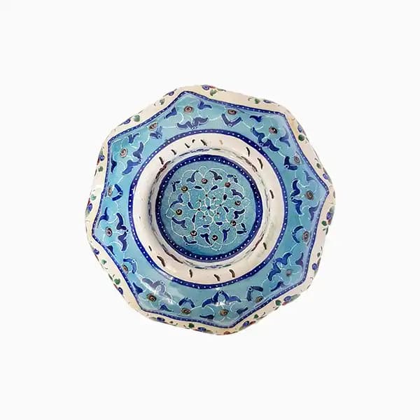 قندان میناکاری فیروزه ای طرح شاه عباسی — تصویر ۹