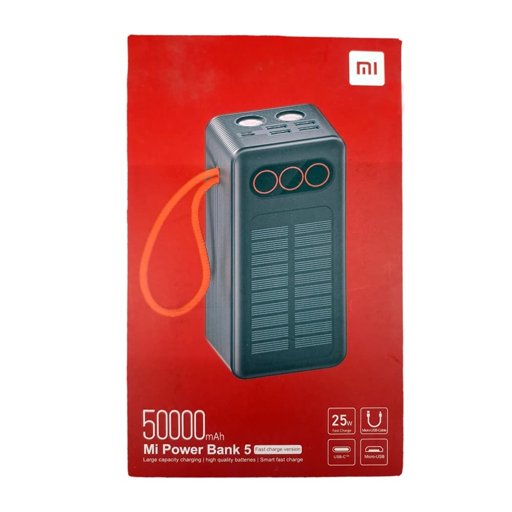 پاوربانک خورشیدی 25 وات XIAOMI مدل Mi Power Bank 5 ظرفیت 50000 میلیآمپر ساعت — تصویر ۳