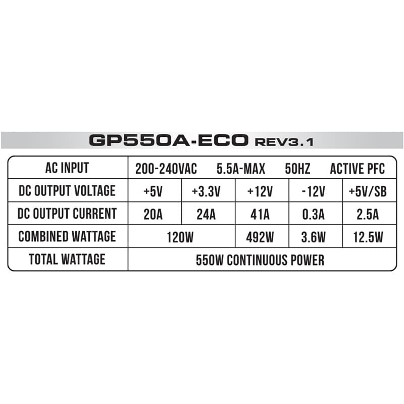 پاور گرین Green GP550A-ECO Rev3.1 White 550W — تصویر ۷