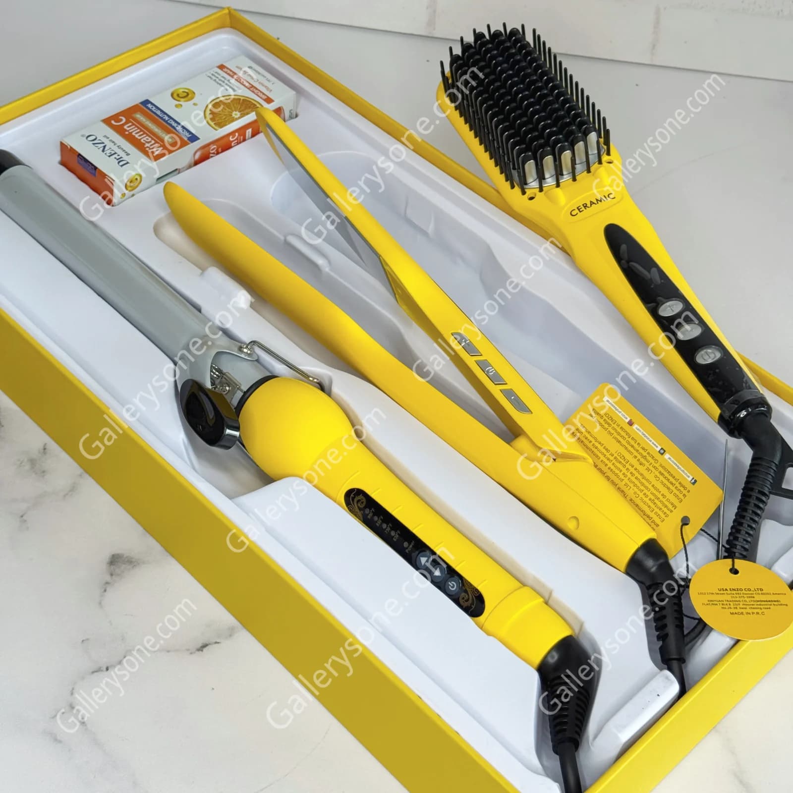 ست اتو مو و فر کننده انزو EN-3955W | پک کامل آرایش مو با برس حرارتی — تصویر ۲