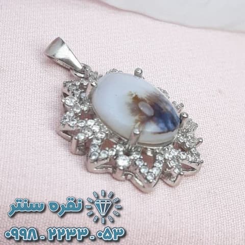 گردنبند عقیق شجری زنانه رودیوم — تصویر ۶