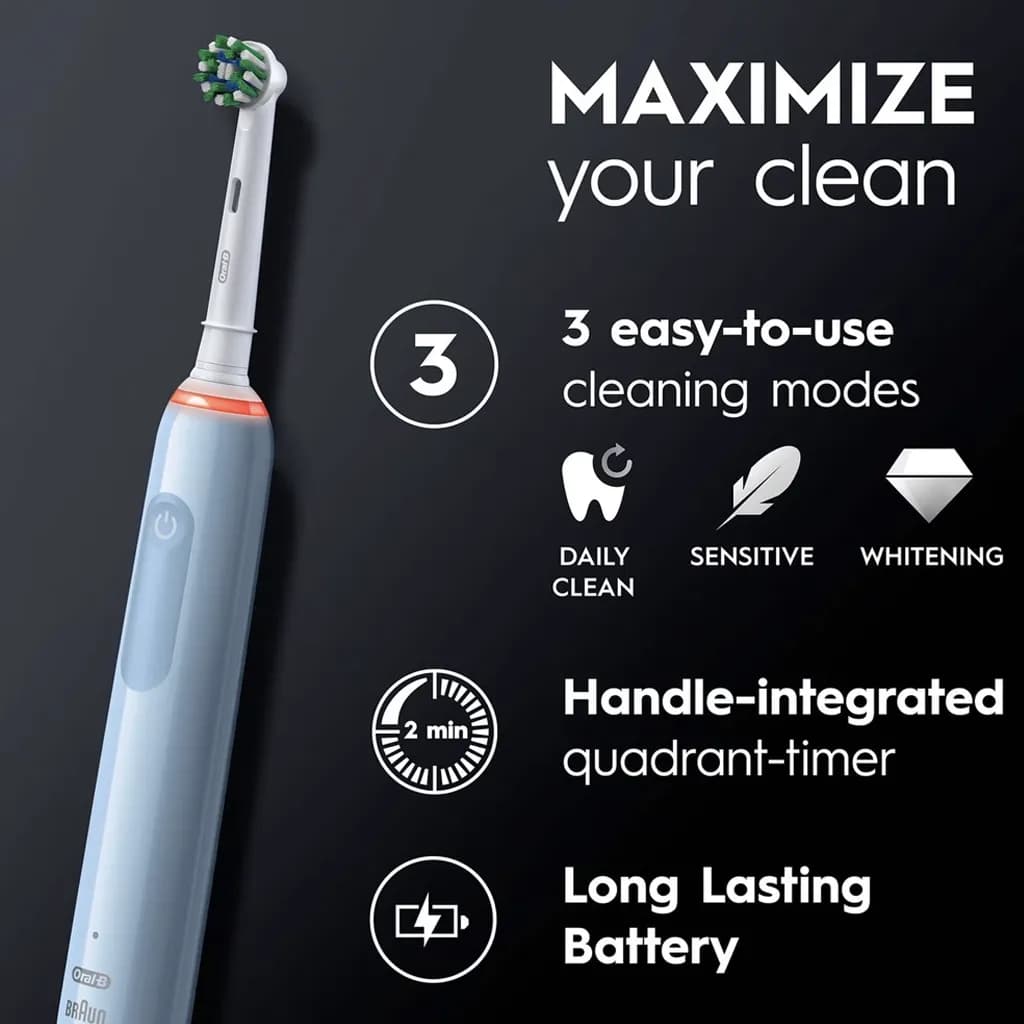 مسواک برقی اورال بی مدل PRO3 3000 آبی — تصویر ۲