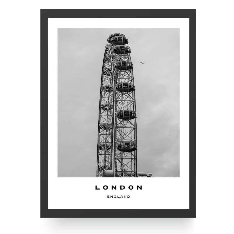 تابلو دکوراتیو شهر لندن با تم سیاه و سفید — تصویر ۳