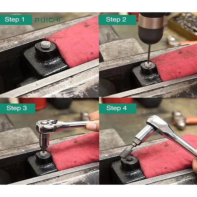 ست مته و قلاویز چپگرد بکسی FIX-25، مجموعه 25 عددی ابزار خارج کردن پیچ شکسته — تصویر ۷