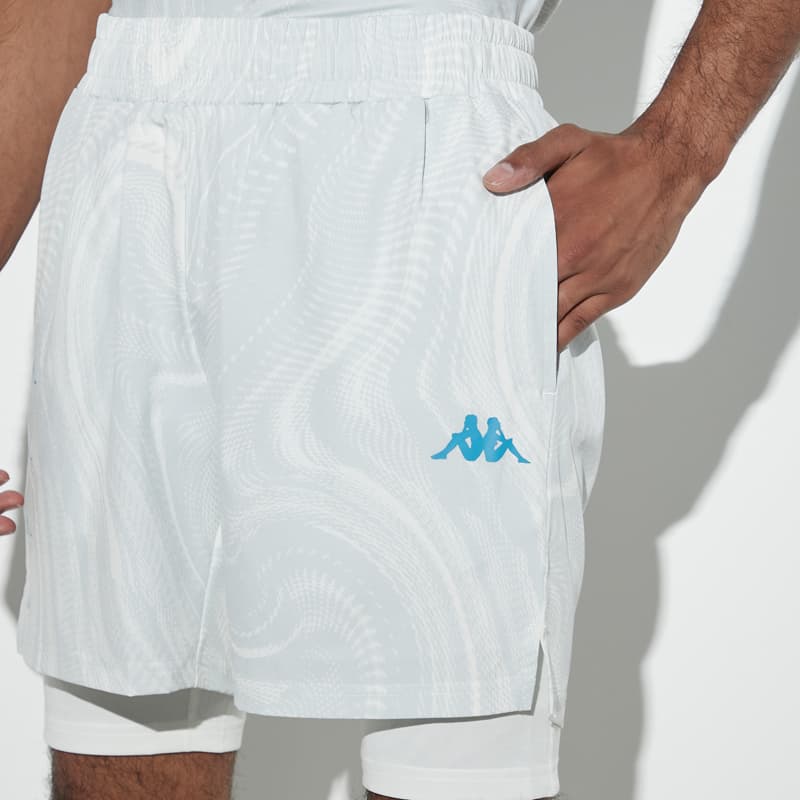 شورت کشاله دار ورزشی مردانه کاپا Kappa Sports Shorts طوسی سفید — تصویر ۱۱