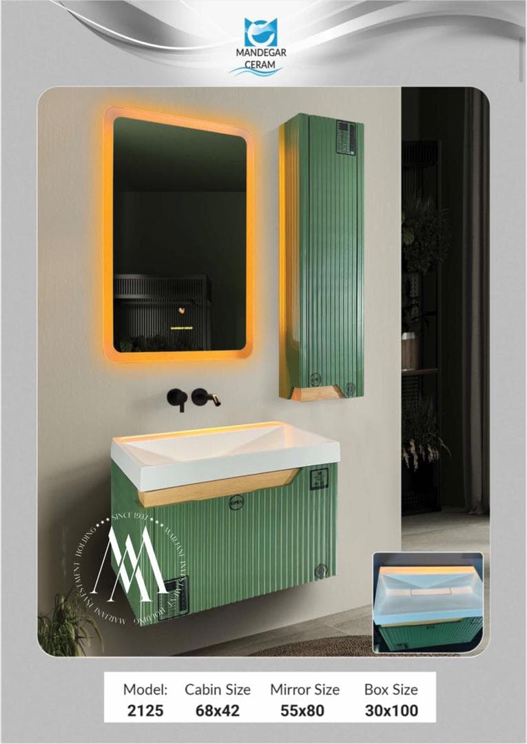 فول ست کابینت دستشویی ماندگار سرام کد 2125 (سبز)