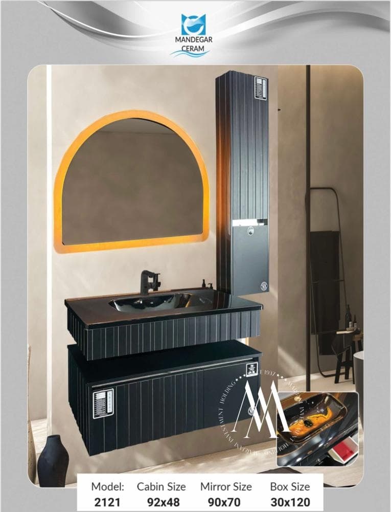 فول ست کابینت دستشویی ماندگار سرام کد 2121 (مشکی)