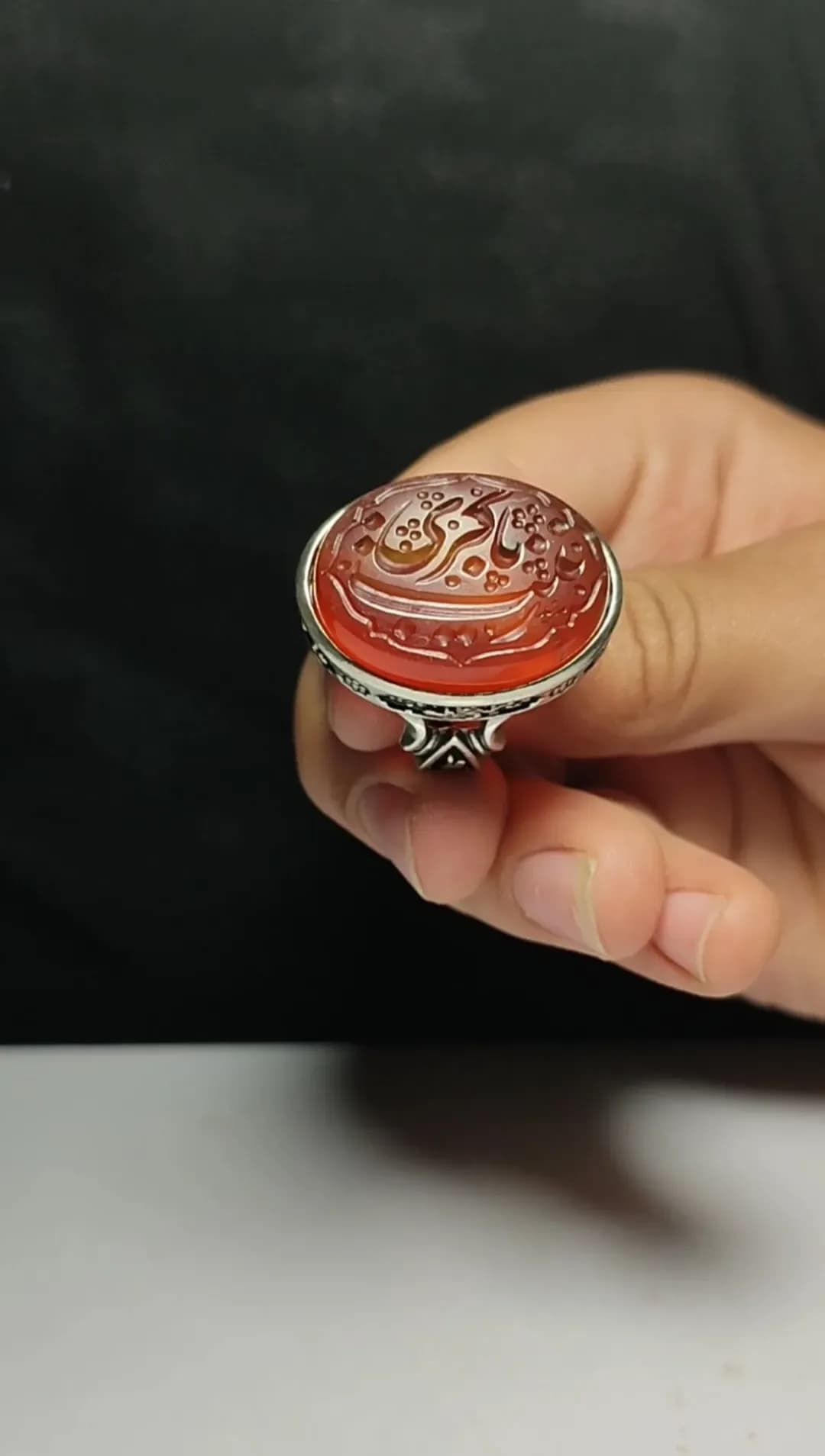انگشتر نقره مذهبی با رکاب چهار سلام و حکاکی “یا زینب کبری (س)” کد 2041 — تصویر ۳